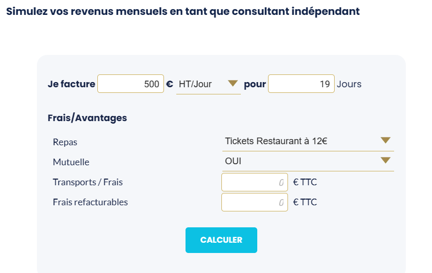 Simulation de salaire Régie Portage